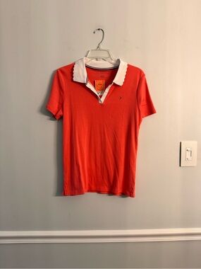 Tommy Hilfiger pink Short Sleeve Polo with White Scalloped Collar